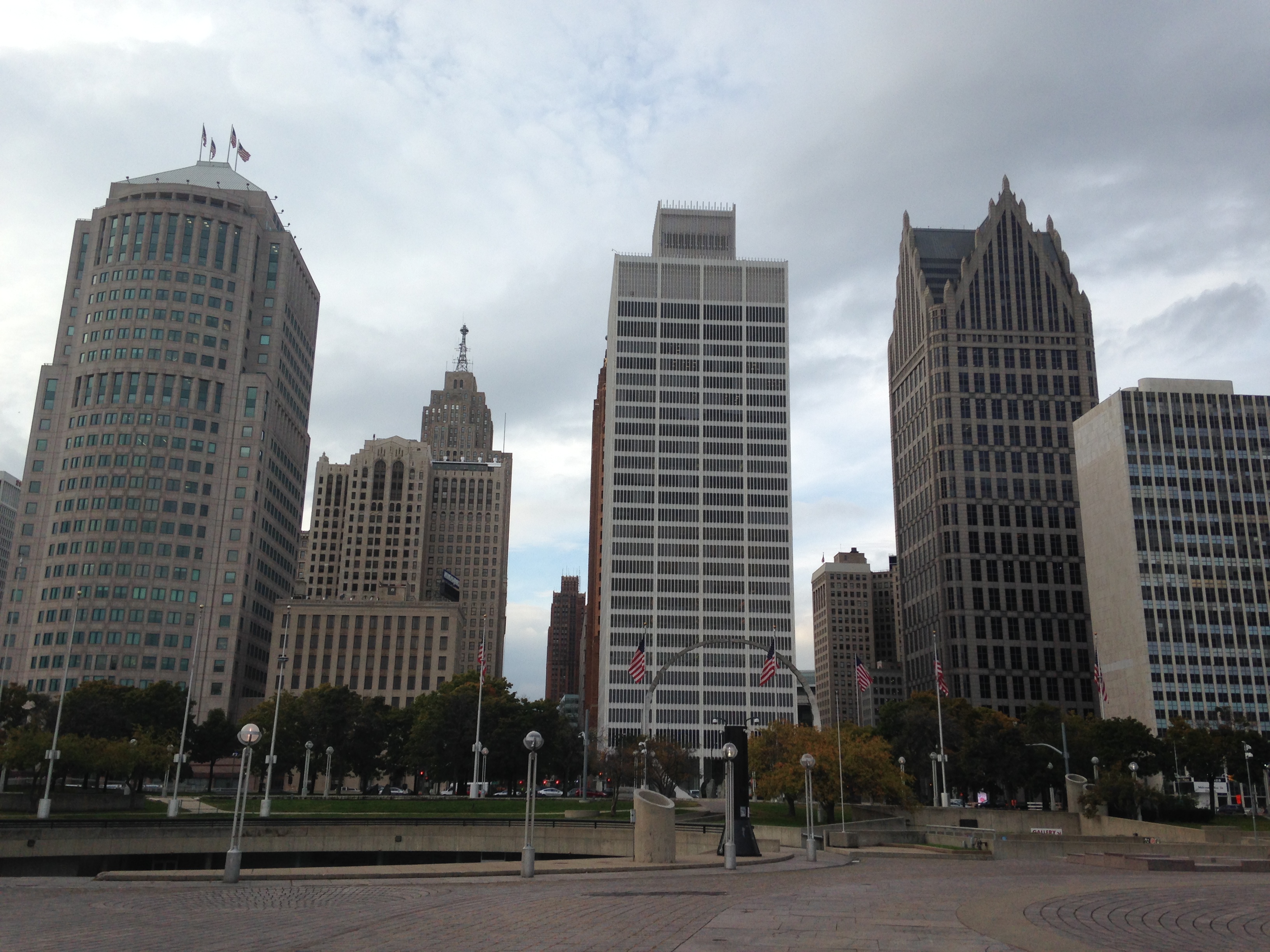 Stadtbild Detroit mit Hochhäusern